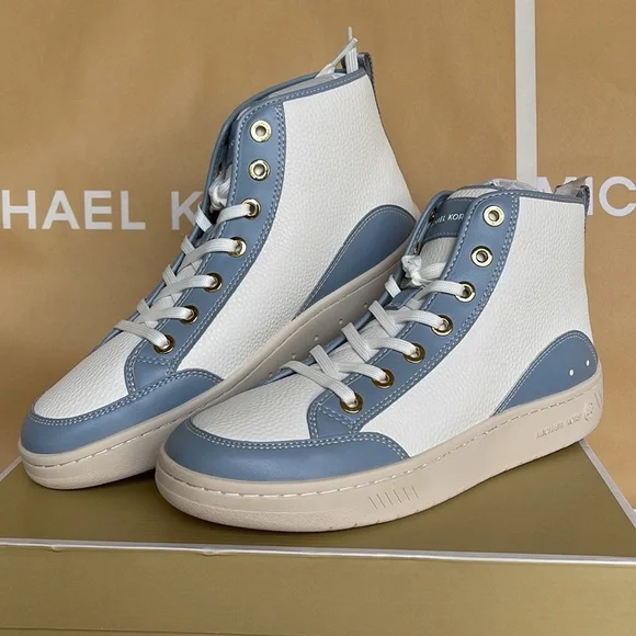 MICHAEL KORS
SHEA MID HIGH TOP
FAUX LEATHER
49F3SHFESL
PALE BLUE 
NEW - Picture 2 of 16